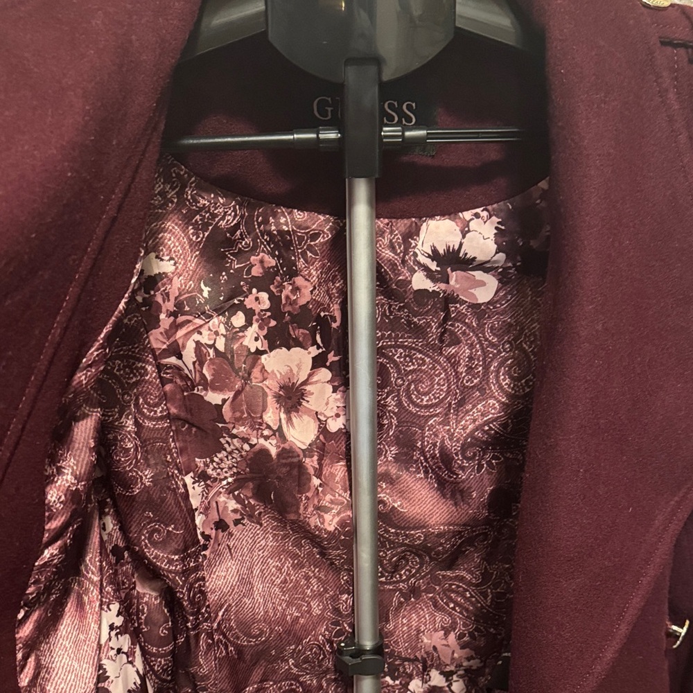 Guess - Women's Burgundy Coat - Picture 2 of 9
